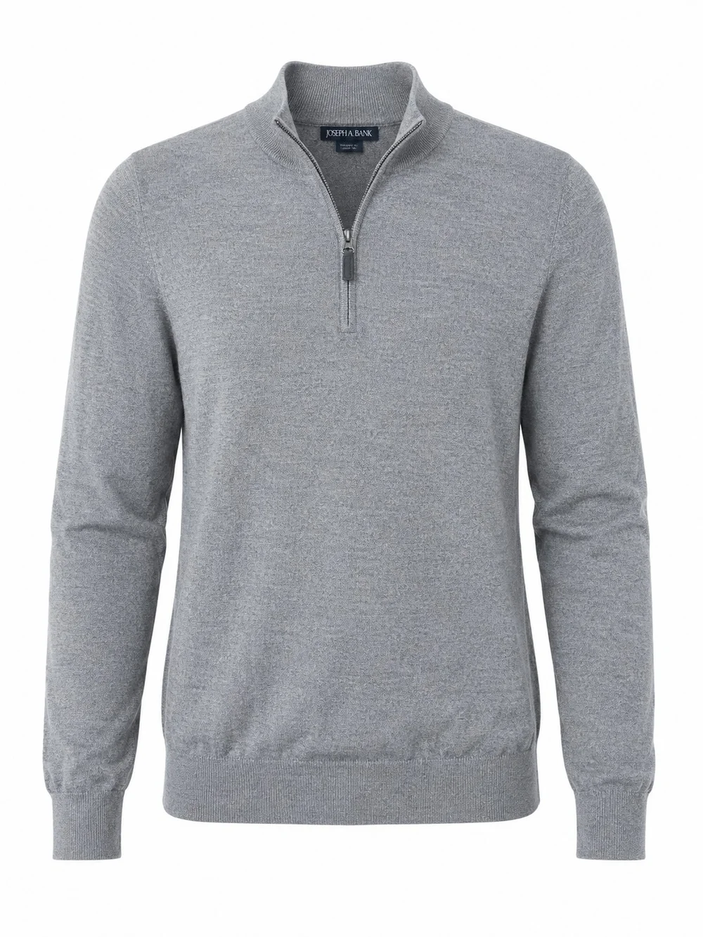 JOSEPH A. BANK | 100% Merino Wool Quarter Zip Mock Neck Sweater Gray | L Tall